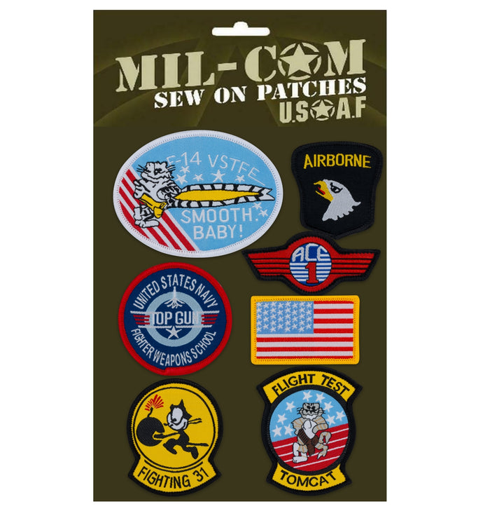 Mil-Com Pack of Airforce Military Sew on Cloth Patches Military patches on Card