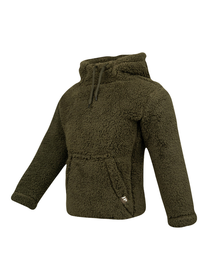 Jack Pyke Junior Sherpa Fleece Hoodie Dark Olive