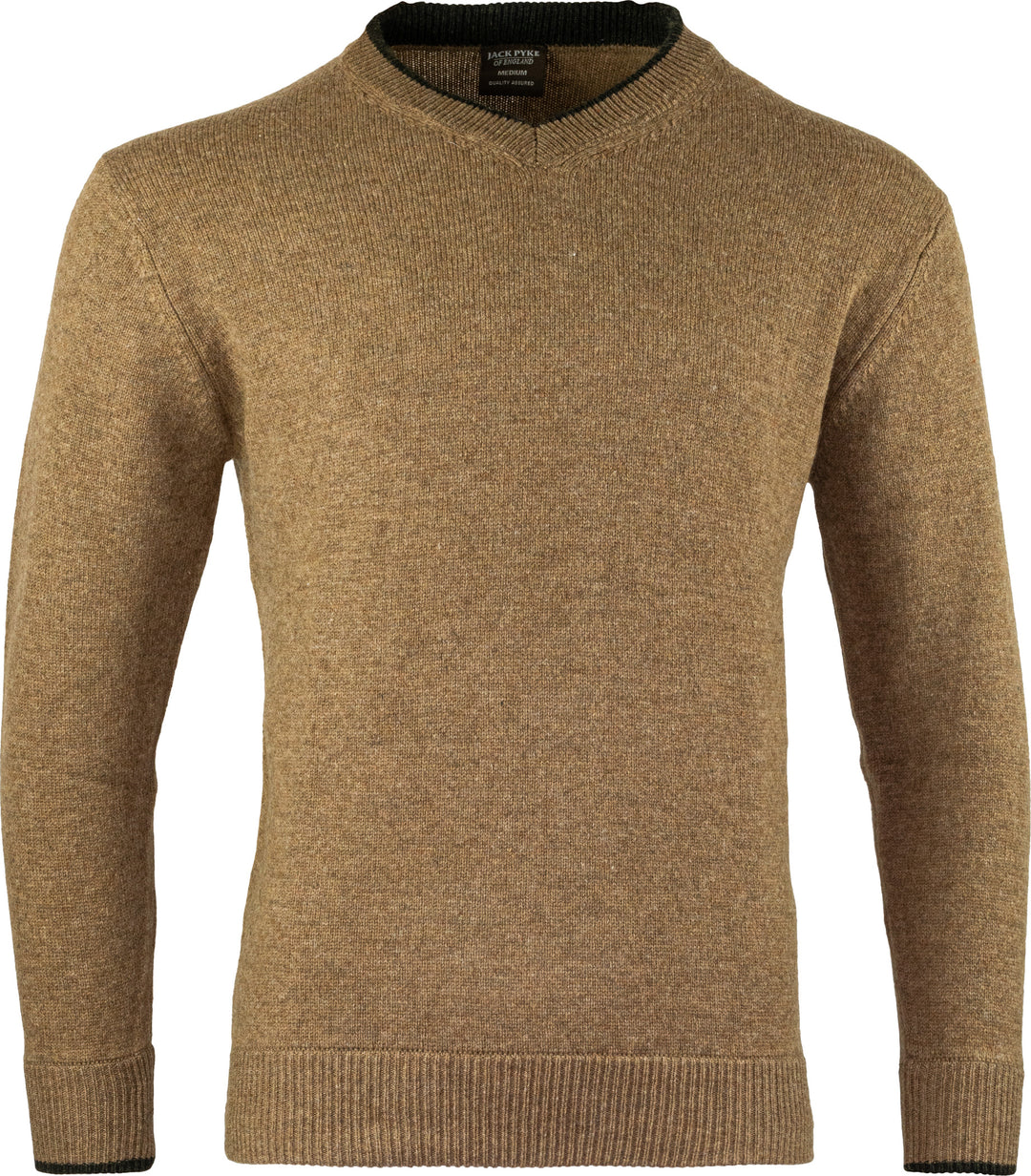 JACK PYKE Ashcombe 100% Lambswool Long Sleeve V-Neck Jumper Pullover