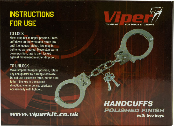 Viper TACTICAL Classic Heavy Duty Standard Security Handcuffs Polished Finish With 2 Keys