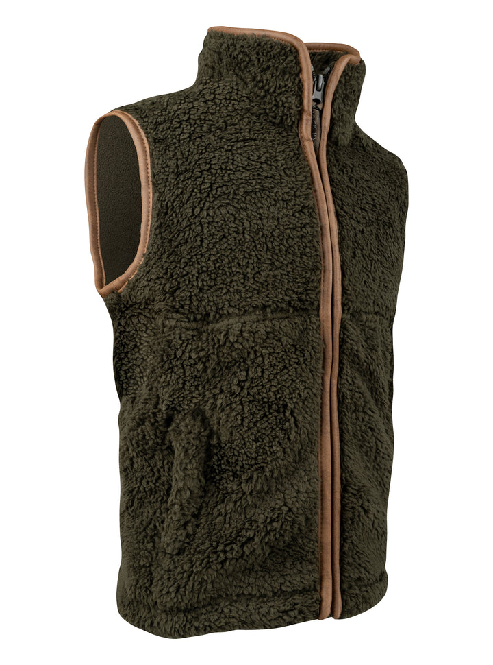 JACK PYKE Junior Sherpa Fleece Gilet Dark Olive