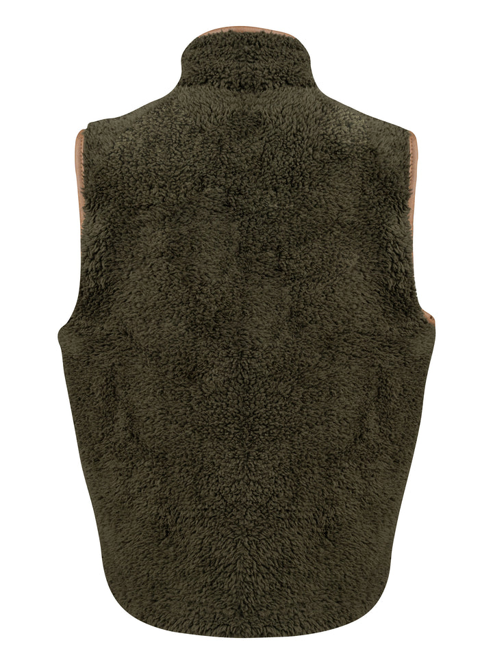 JACK PYKE Junior Sherpa Fleece Gilet Dark Olive